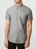 Topman Mens Grey Oxford Short Sleeve Casual Shirt