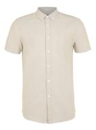Topman Mens Brown Stone Oxford Short Sleeve Casual Shirt