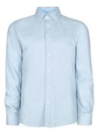 Topman Mens White Light Blue Jacquard Slim Fit Dress Shirt