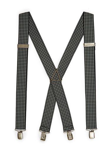 Topman Mens Black And White Houndstooth Suspenders