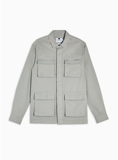 Topman Mens Green Sage Four Pocket Workwear Shirt
