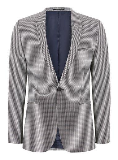 Topman Mens Black And White Houndstooth Ultra Skinny Suit Jacket