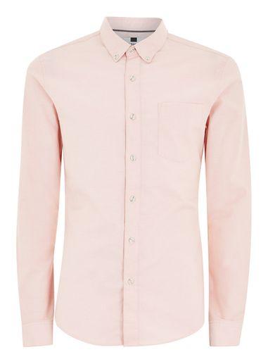 Topman Mens Pink And White Muscle Oxford Shirt