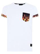 Topman Mens Criminal Damage White 'fire' Pocket T-shirt