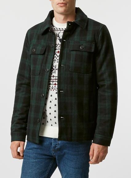 Topman Mens Black Atticus Check Jacket
