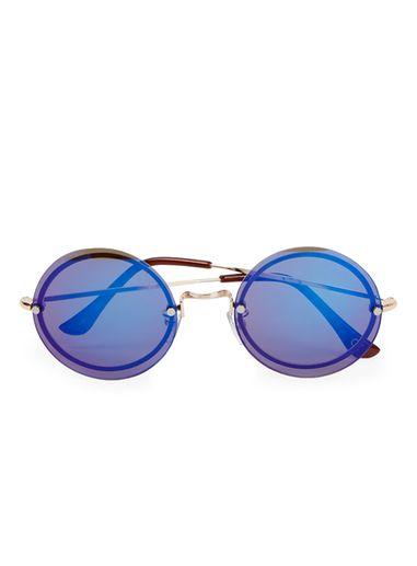 Topman Mens Jeepers Peepers Blue Round Revo Sunglasses*