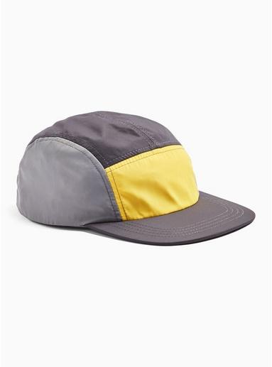 Topman Mens Multi Yellow And Grey 5 Panel Cap