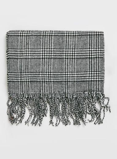 Topman Mens Black And White Check Scarf