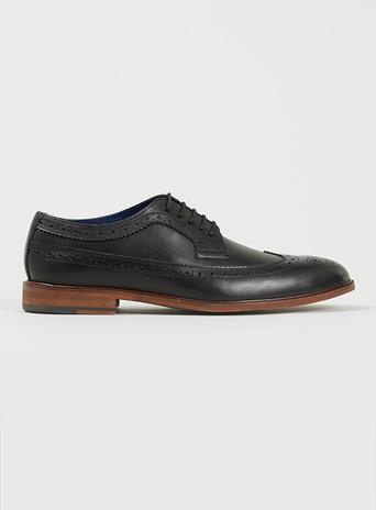 Topman Mens Delta Longwing Black Leather Brogues
