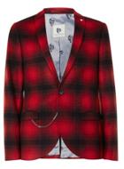 Topman Mens Noose & Monkey Red And Black Check Suit Jacket