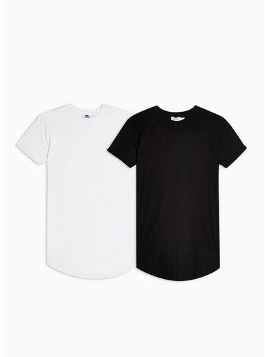 Topman Mens Multi Black And White Longline T-shirt 2 Pack*