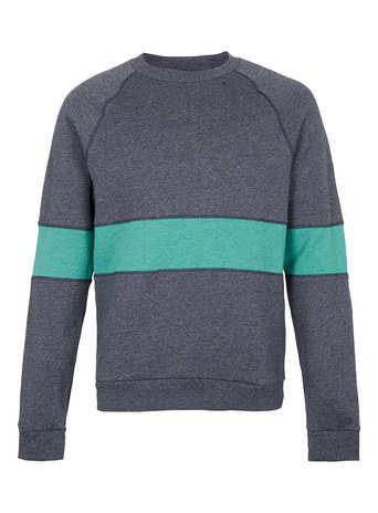 Topman Blue Textured Cut And Sew Sweatshirt