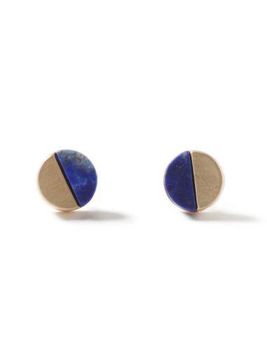 Topman Mens Gold Look Semi Precious Split Disc Earrings*