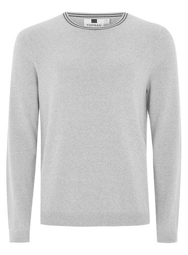 Topman Mens Grey And Navy Sweater