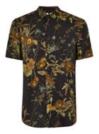 Topman Mens Multi Olive And Black Floral Short Sleeve Shirt