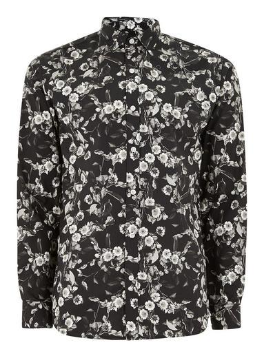 Topman Mens Selected Homme's Black Floral Long Sleeve Shirt