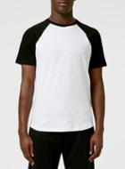 Topman Mens Black And White Slub Raglan T-shirt
