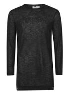 Topman Mens Black Sheer Fabric Longline Long Sleeve T-shirt