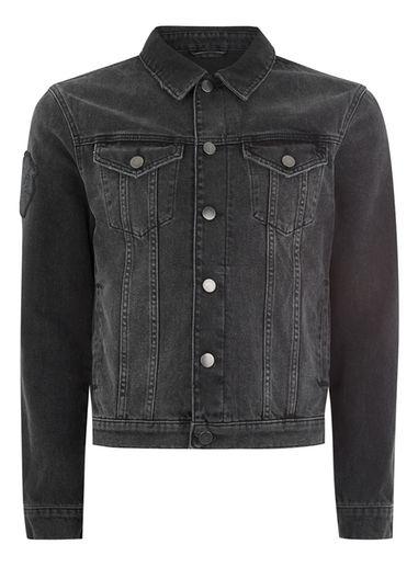 Topman Mens James Bay X Topman Black Embroidered Denim Trucker Jacket