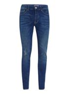 Topman Mens Blue Mid Wash Ripped Stretch Skinny Jeans