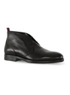 Topman Mens Black Rich Leather Chukka Boots