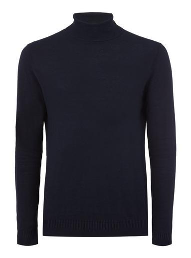 Topman Mens Black. Navy Roll Neck Sweater