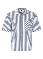 Topman Mens Grey And White Block Stripe Short Sleeve Casual Shirt