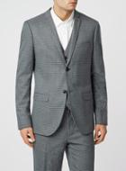 Topman Mens Mid Grey Grey And Teal Puppytooth Skinny Fit Suit Jacket