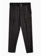 Topman Mens Grey Charcoal Tapered Trousers