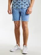 Topman Mens Blue Raw Edge Skinny Denim Shorts