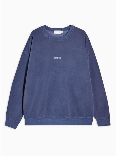 Topman Mens Navy Wash London Sweatshirt