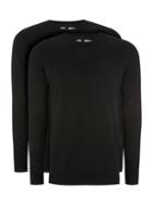 Topman Mens Black Slim Fit Ribbed Sweater 2 Pack