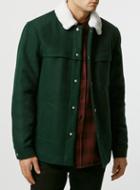 Topman Mens Forest Green Wool Blend Jacket