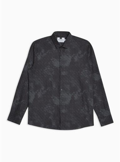 Topman Mens Multi Dark Geometric Print Slim Shirt