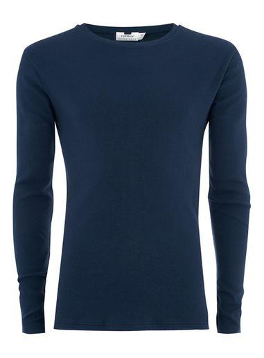 Topman Mens Navy Muscle Fit Ribbed Top