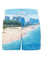 Topman Mens Blue Hilfiger Denim Beach Print Swim Shorts
