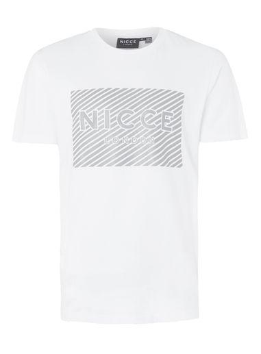 Topman Mens Nicce White And Silver Panel Print T-shirt