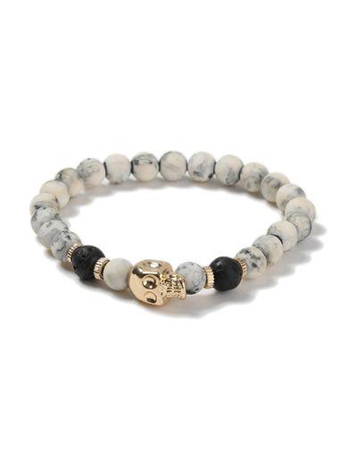 Topman Mens White Beaded Skull Bracelet*