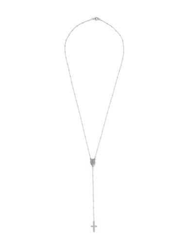 Topman Mens Silver Look Cross Rosary Necklace*