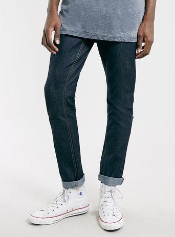 Topman Mens Blue Raw Turner Stretch Slim Jeans