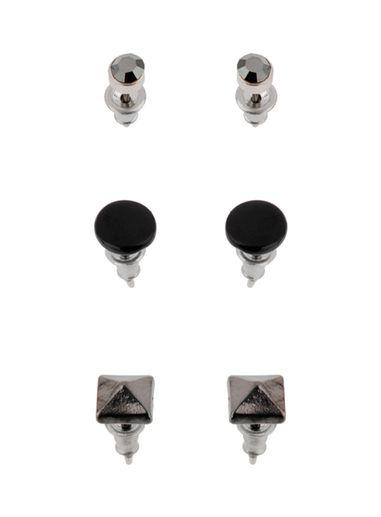 Topman Mens Silver Look Stud Earrings 3 Pack*
