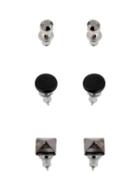 Topman Mens Silver Look Stud Earrings 3 Pack*