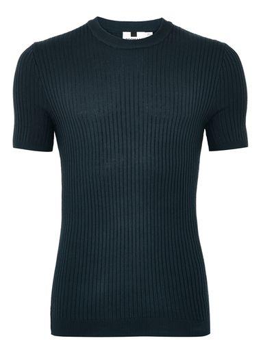 Topman Mens Navy Muscle Ribbed Sweater