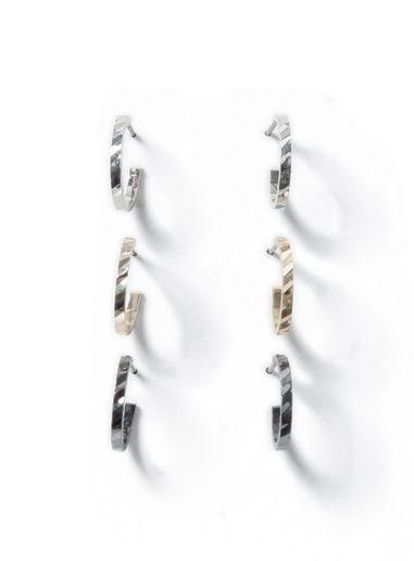 Topman Mens Multi Mixed Metal Etched Hoop Earrings*