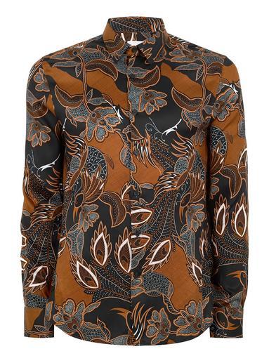 Topman Mens Multi Premium Print Long Sleeve Shirt