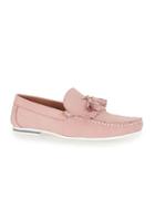 Topman Mens Pink Leather Fringed Loafers