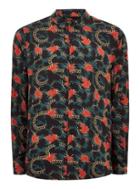 Topman Mens Blue Dark Teal Chain Long Sleeve Shirt