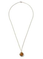 Topman Mens Gold Look Brown Stone Pendant Necklace*