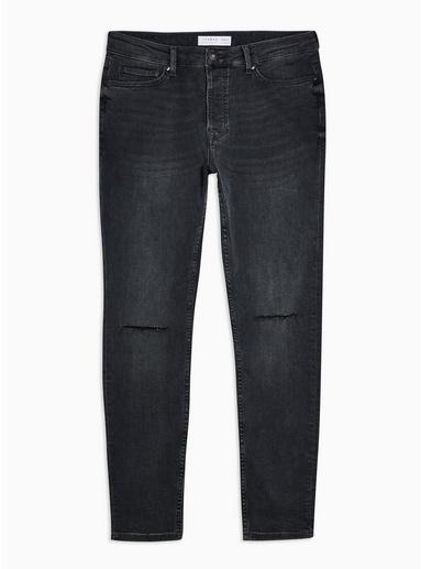 Topman Mens Dark Blue Knee Rip Skinny Jeans