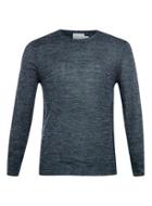 Topman Mens Blue Premium Indigo Linen Mix Crew Neck Sweater